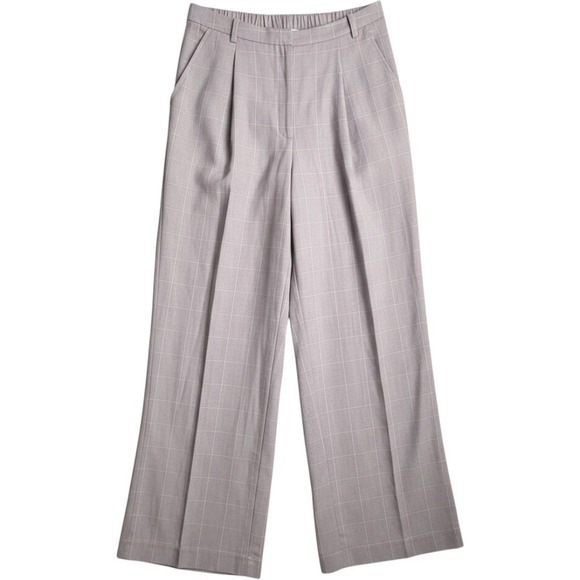 Nordstrom Rack Pants - Womens Windowpane Plaid Trousers M Grey Office Workwear Wide Leg Pants Preppy